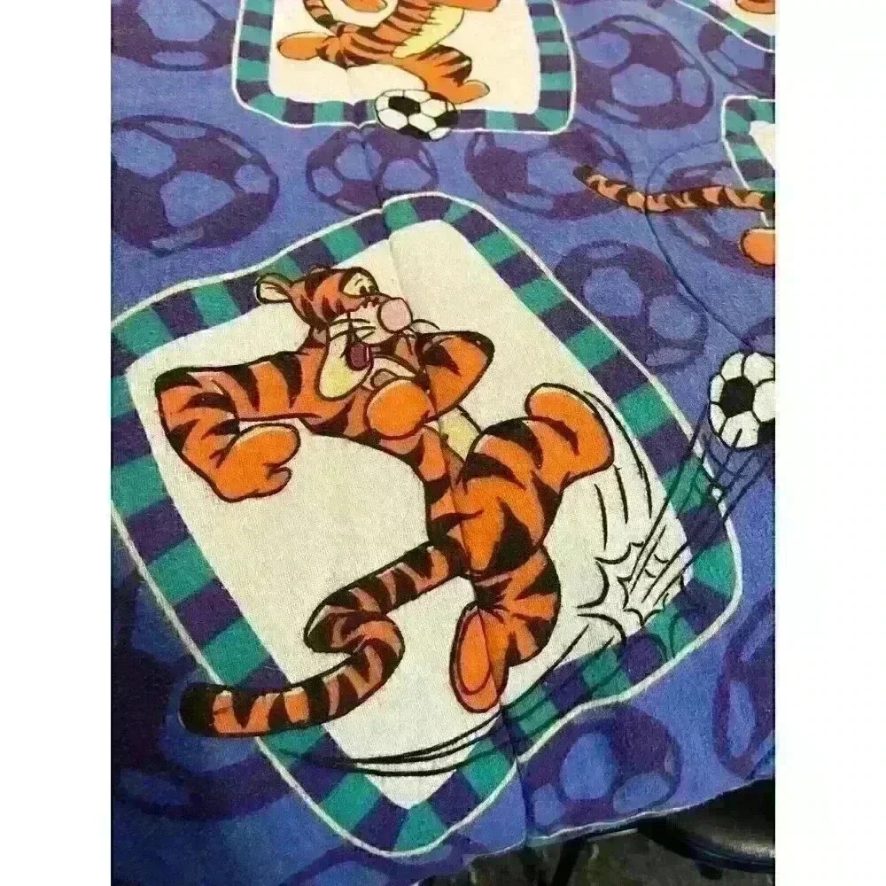 Vintage Disney Pooh Double Sided Twin Comforter Tigger with Soccer Ball 7' x 5'